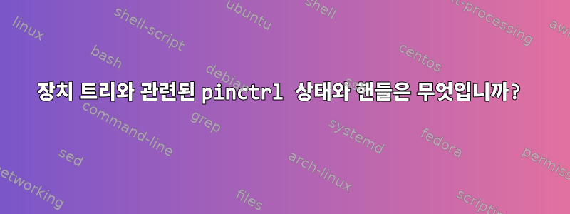 장치 트리와 관련된 pinctrl 상태와 핸들은 무엇입니까?