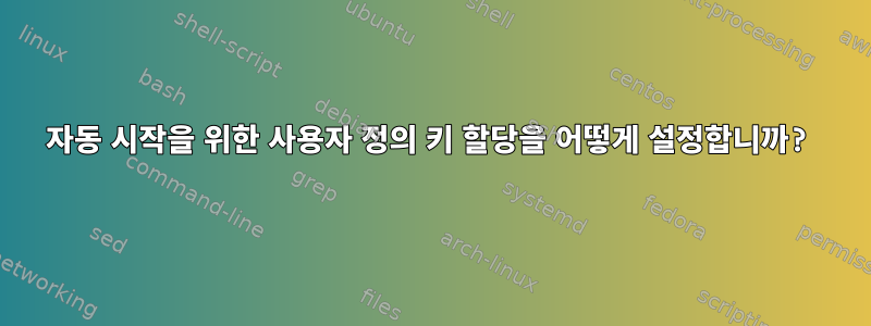 자동 시작을 위한 사용자 정의 키 할당을 어떻게 설정합니까?