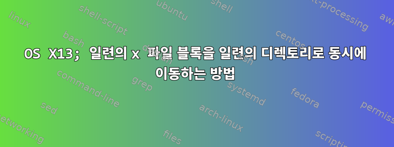 OS X13; 일련의 x 파일 블록을 일련의 디렉토리로 동시에 이동하는 방법