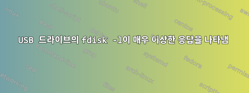 USB 드라이브의 fdisk -l이 매우 이상한 응답을 나타냄