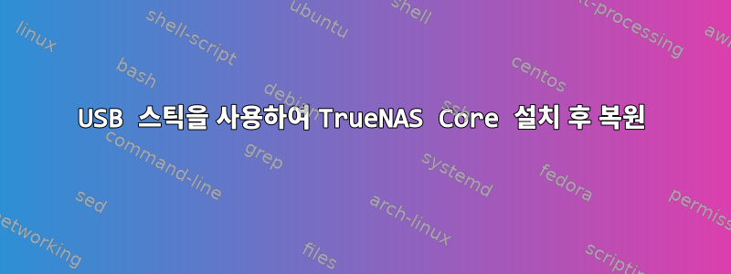 USB 스틱을 사용하여 TrueNAS Core 설치 후 복원