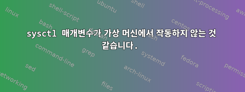 sysctl 매개변수가 가상 머신에서 작동하지 않는 것 같습니다.