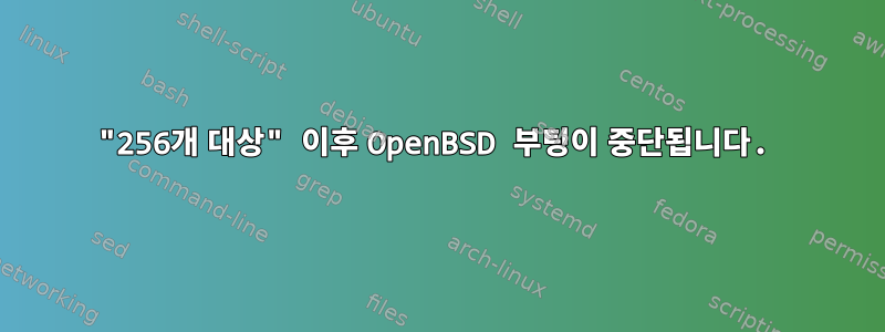 "256개 대상" 이후 OpenBSD 부팅이 중단됩니다.