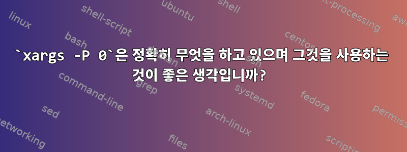 `xargs -P 0`은 정확히 무엇을 하고 있으며 그것을 사용하는 것이 좋은 생각입니까?