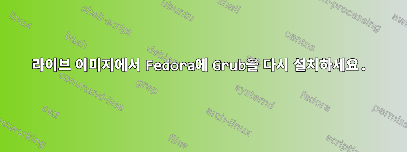 라이브 이미지에서 Fedora에 Grub을 다시 설치하세요.