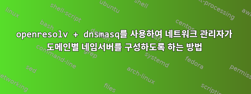 openresolv + dnsmasq를 사용하여 네트워크 관리자가 도메인별 네임서버를 구성하도록 하는 방법