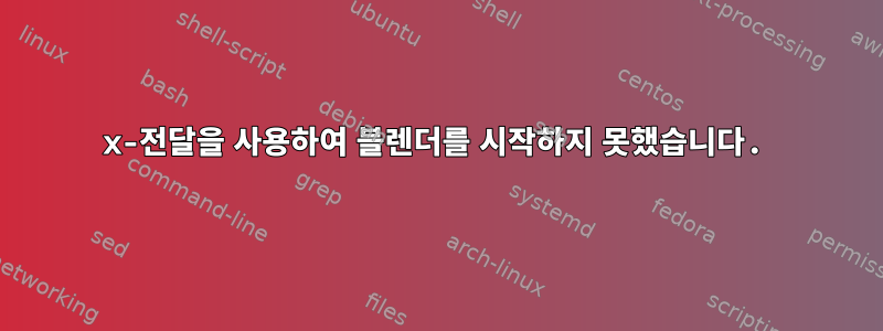 x-전달을 사용하여 블렌더를 시작하지 못했습니다.