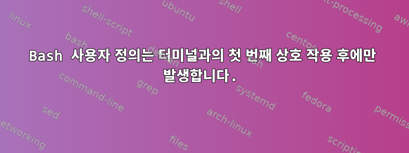 Bash 사용자 정의는 터미널과의 첫 번째 상호 작용 후에만 발생합니다.