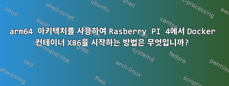 arm64 아키텍처를 사용하여 Rasberry PI 4에서 Docker 컨테이너 X86을 시작하는 방법은 무엇입니까?