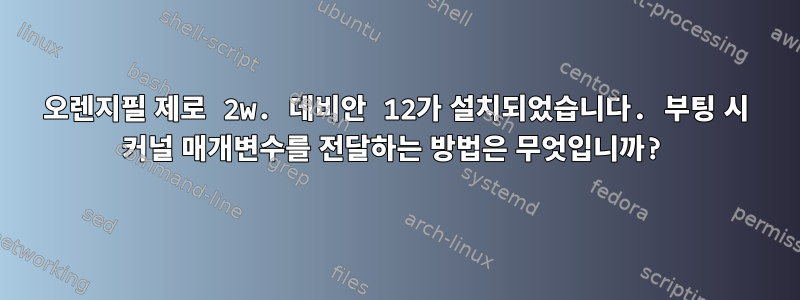 오렌지필 제로 2w. 데비안 12가 설치되었습니다. 부팅 시 커널 매개변수를 전달하는 방법은 무엇입니까?