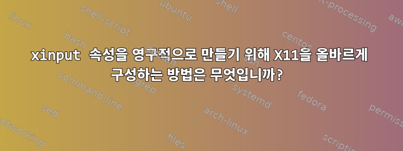 xinput 속성을 영구적으로 만들기 위해 X11을 올바르게 구성하는 방법은 무엇입니까?