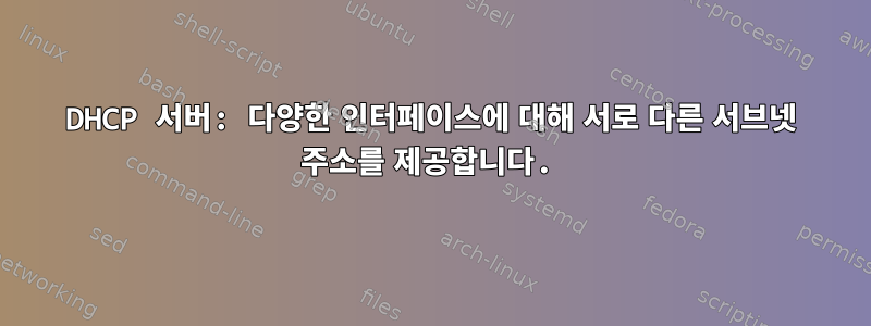 DHCP 서버: 다양한 인터페이스에 대해 서로 다른 서브넷 주소를 제공합니다.