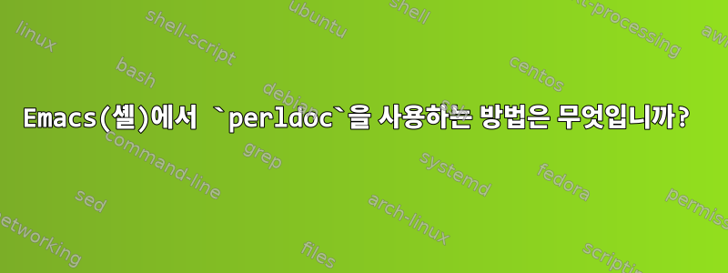 Emacs(셸)에서 `perldoc`을 사용하는 방법은 무엇입니까?