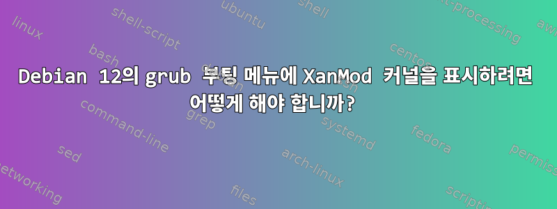 Debian 12의 grub 부팅 메뉴에 XanMod 커널을 표시하려면 어떻게 해야 합니까?