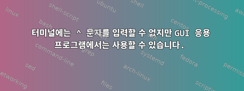 터미널에는 ^ 문자를 입력할 수 없지만 GUI 응용 프로그램에서는 사용할 수 있습니다.