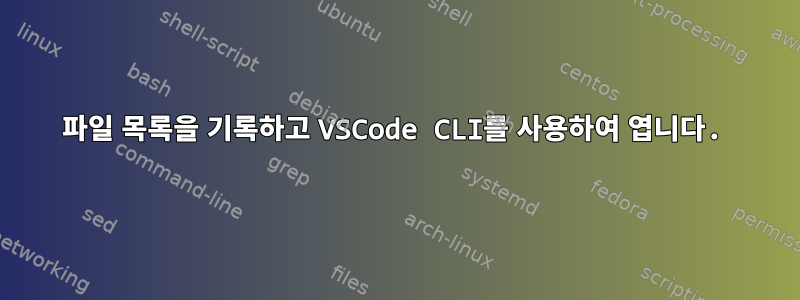 파일 목록을 기록하고 VSCode CLI를 사용하여 엽니다.