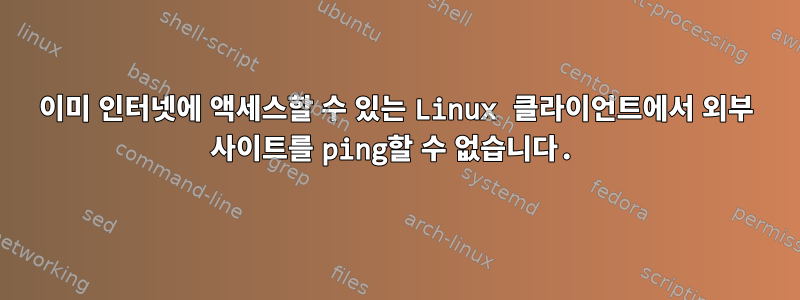 이미 인터넷에 액세스할 수 있는 Linux 클라이언트에서 외부 사이트를 ping할 수 없습니다.