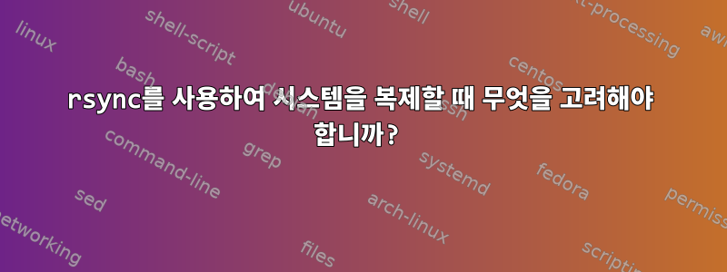 rsync를 사용하여 시스템을 복제할 때 무엇을 고려해야 합니까?