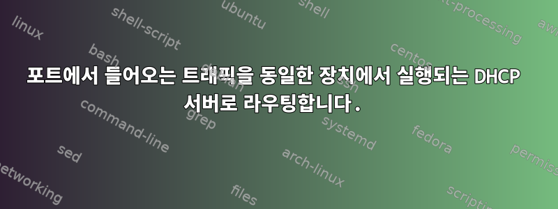 포트에서 들어오는 트래픽을 동일한 장치에서 실행되는 DHCP 서버로 라우팅합니다.