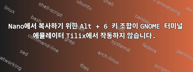 Nano에서 복사하기 위한 Alt + 6 키 조합이 GNOME 터미널 에뮬레이터 Tilix에서 작동하지 않습니다.