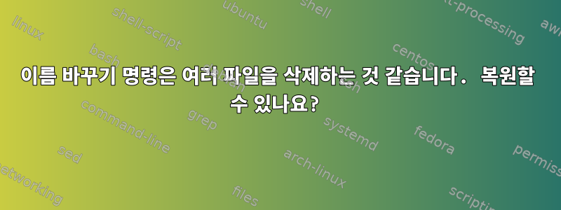 이름 바꾸기 명령은 여러 파일을 삭제하는 것 같습니다. 복원할 수 있나요?