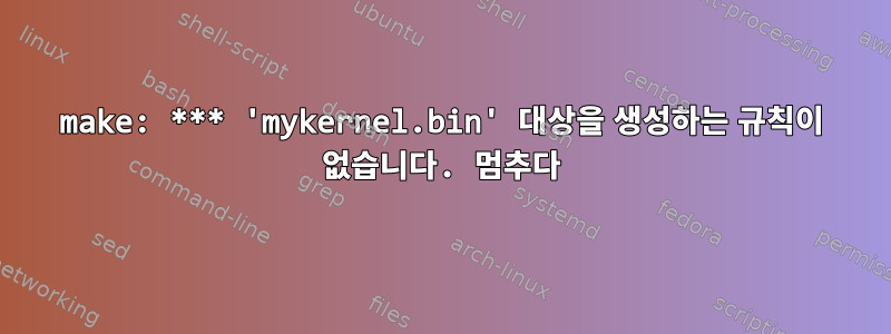 make: *** 'mykernel.bin' 대상을 생성하는 규칙이 없습니다. 멈추다