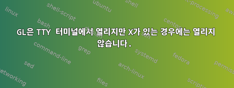 GL은 TTY 터미널에서 열리지만 X가 있는 경우에는 열리지 않습니다.