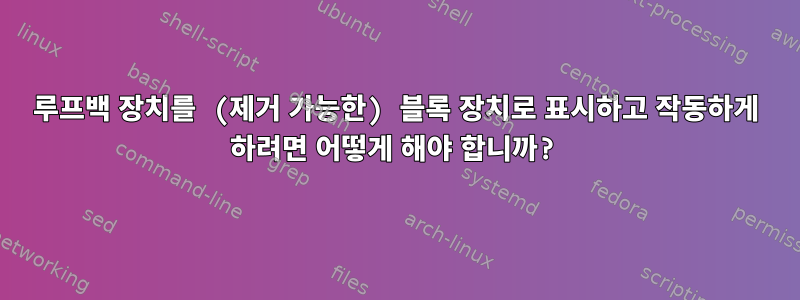 루프백 장치를 (제거 가능한) 블록 장치로 표시하고 작동하게 하려면 어떻게 해야 합니까?