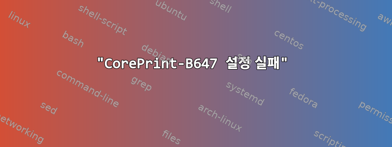 "CorePrint-B647 설정 실패"