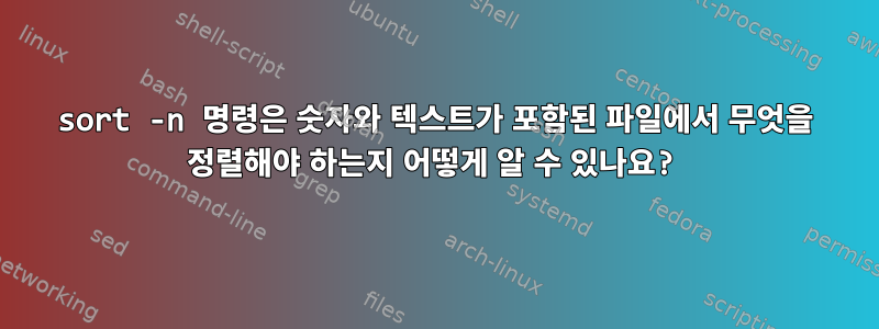 sort -n 명령은 숫자와 텍스트가 포함된 파일에서 무엇을 정렬해야 하는지 어떻게 알 수 있나요?