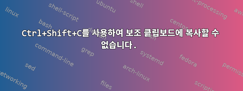 Ctrl+Shift+C를 사용하여 보조 클립보드에 복사할 수 없습니다.