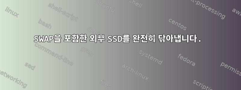 SWAP을 포함한 외부 SSD를 완전히 닦아냅니다.