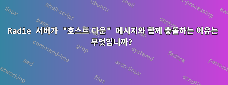 Radie 서버가 "호스트 다운" 메시지와 함께 충돌하는 이유는 무엇입니까?