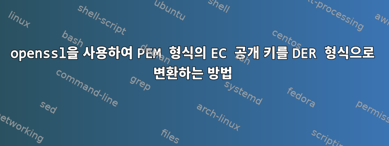 openssl을 사용하여 PEM 형식의 EC 공개 키를 DER 형식으로 변환하는 방법