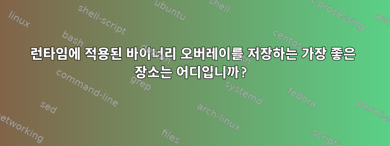 런타임에 적용된 바이너리 오버레이를 저장하는 가장 좋은 장소는 어디입니까?