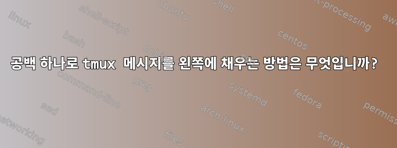 공백 하나로 tmux 메시지를 왼쪽에 채우는 방법은 무엇입니까?