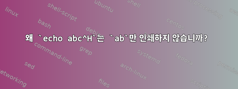 왜 `echo abc^H`는 `ab`만 인쇄하지 않습니까?