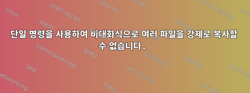 단일 명령을 사용하여 비대화식으로 여러 파일을 강제로 복사할 수 없습니다.