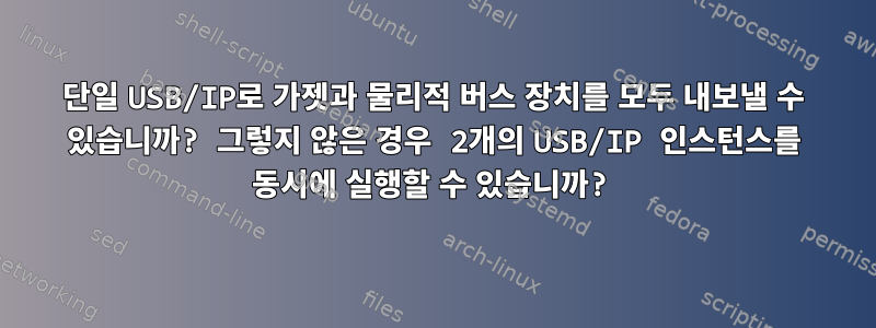 단일 USB/IP로 가젯과 물리적 버스 장치를 모두 내보낼 수 있습니까? 그렇지 않은 경우 2개의 USB/IP 인스턴스를 동시에 실행할 수 있습니까?