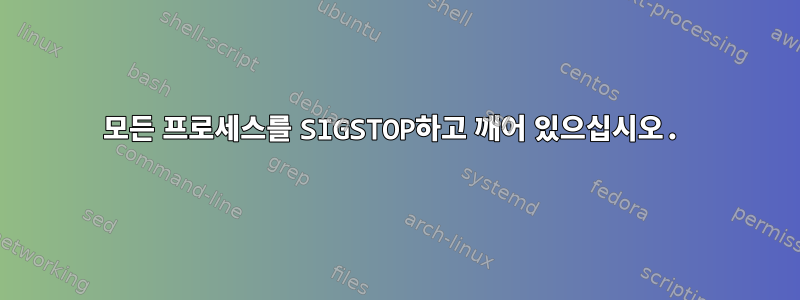 모든 프로세스를 SIGSTOP하고 깨어 있으십시오.