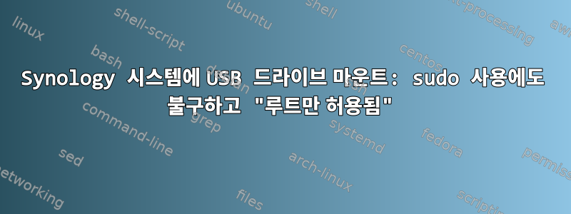 Synology 시스템에 USB 드라이브 마운트: sudo 사용에도 불구하고 "루트만 허용됨"