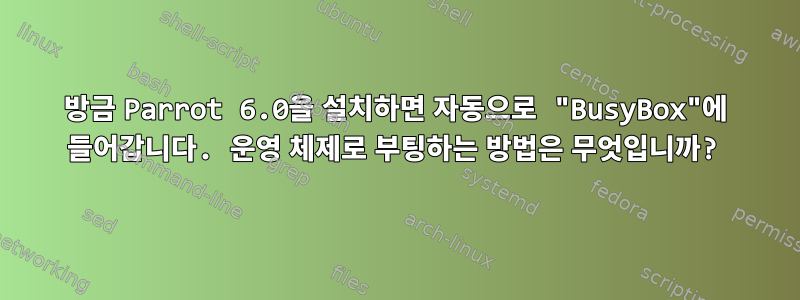 방금 Parrot 6.0을 설치하면 자동으로 "BusyBox"에 들어갑니다. 운영 체제로 부팅하는 방법은 무엇입니까?