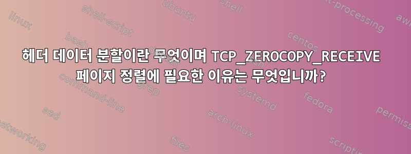 헤더 데이터 분할이란 무엇이며 TCP_ZEROCOPY_RECEIVE 페이지 정렬에 필요한 이유는 무엇입니까?