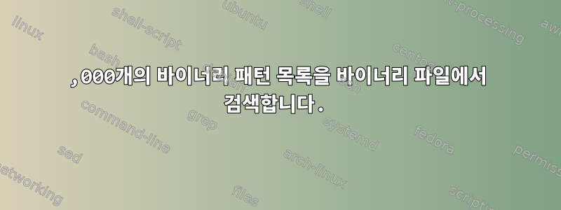 500,000개의 바이너리 패턴 목록을 바이너리 파일에서 검색합니다.