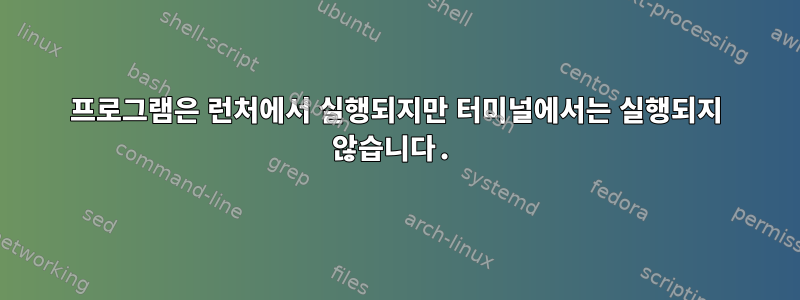 프로그램은 런처에서 실행되지만 터미널에서는 실행되지 않습니다.