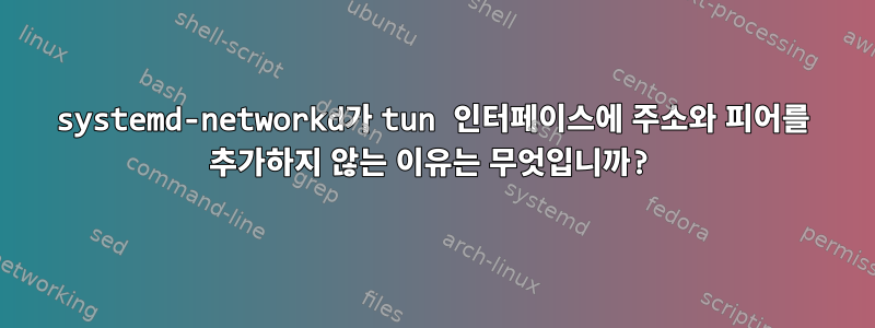 systemd-networkd가 tun 인터페이스에 주소와 피어를 추가하지 않는 이유는 무엇입니까?