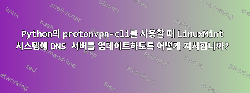 Python의 protonvpn-cli를 사용할 때 LinuxMint 시스템에 DNS 서버를 업데이트하도록 어떻게 지시합니까?