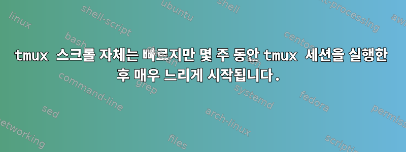 tmux 스크롤 자체는 빠르지만 몇 주 동안 tmux 세션을 실행한 후 매우 느리게 시작됩니다.