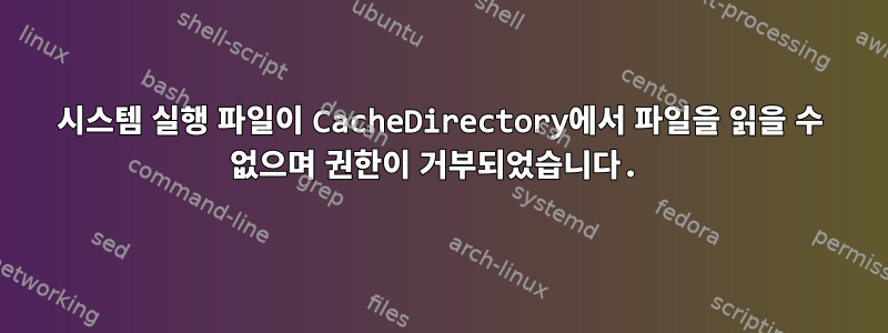 시스템 실행 파일이 CacheDirectory에서 파일을 읽을 수 없으며 권한이 거부되었습니다.