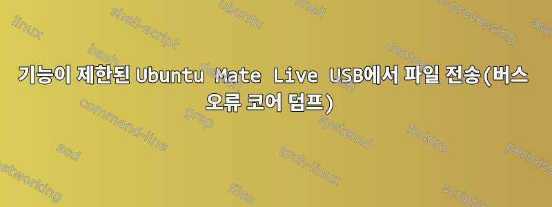 기능이 제한된 Ubuntu Mate Live USB에서 파일 전송(버스 오류 코어 덤프)